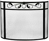 Build a fireplace:Uniflame 43 Inch Black Wrought Iron Single Panel Bowed Fireplace Screen