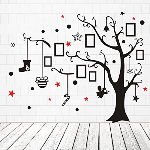 Newisland® Frame Tree Decal Removable Wall Sticker Baby Nursery Decor Wall Decals (Large Left, Black&Red)