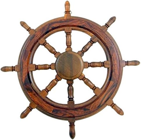 Nagina International Westman Works Gifts Wooden Pirate Ship Wheel Handmade 16 Inch Tall Wall Hanging Decor Home Decoration