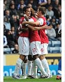 Photographic Prints of Gervinho scores celebrates scoring Arsenals 1st goal with Robin van Persie from Arsenal FC Prints