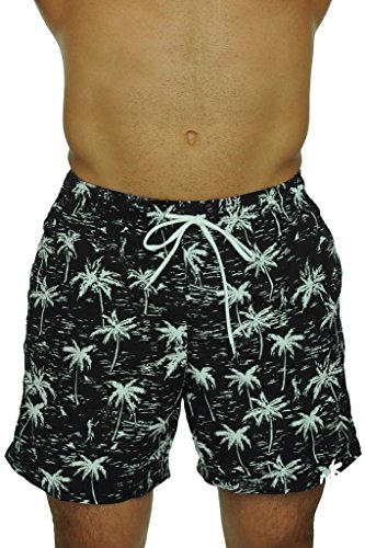 Uzzi Men's Swim Shorts Palm Tree Dry Fast Microfiber Trunks