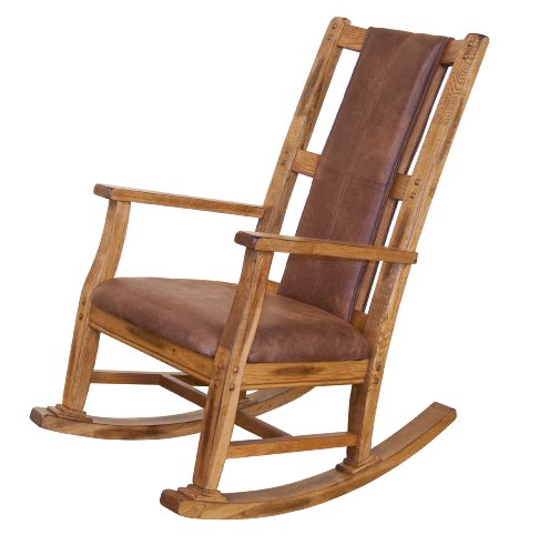 Sunny Designs 1935RO-2 Sedona Rocker with T-Fabric Seat and Back, Rustic Oak Finish On Sale