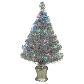Fiber Optic and LED Light Christmas Tree - Silver (32")