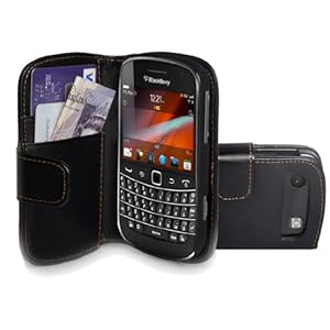 Yousave Accessories TM Stylish Black Leather Flip Wallet Case For The BlackBerry Bold Touch 9900 With Screen Protector Yousave Accessories TM Stylish Black Leather Flip Wallet Case For The BlackBerry Bold Touch 9900 With Screen Protector