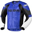 Icon Overlord Prime Men's Leather Sportsbike Motorcycle Jacket - Blue