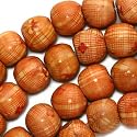 Round Wood Beads Checker 12mm /15 Inch Strand Wooden