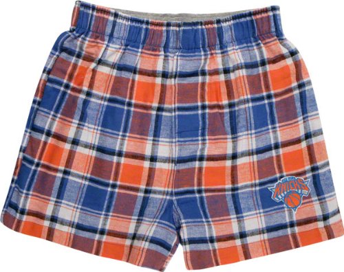 NBA Men's New York Knicks Legend Flannel Boxers (Royal/Orange, Large)