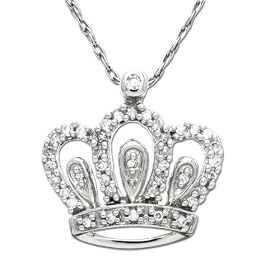 14k Choice of White or Yellow Gold Diamond Crown Pendant (1/8 cttw, I-J Color, I2-I3 Clarity)