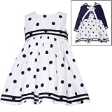 Rare Editions Baby/Infant Girls 3M-9M 2-Piece NAVY-BLUE WHITE POLKA DOT Resort Nautical Special Occasion Party Dress & Jacket Set