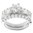 Silvertone Round and Emerald-cut Cubic Zirconia Ring