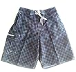 Mens Houndstooth Swim Trunks with Elastic Waist, 2 Front Slash Pockets, Side Cargo Pockets. Faux Fly Front, Mesh lined. Grey Check Size s S-XL