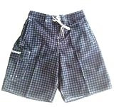Mens Houndstooth Swim Trunks with Elastic Waist, 2 Front Slash Pockets, Side Cargo Pockets. Faux Fly Front, Mesh lined. Grey Check Size s S-XL