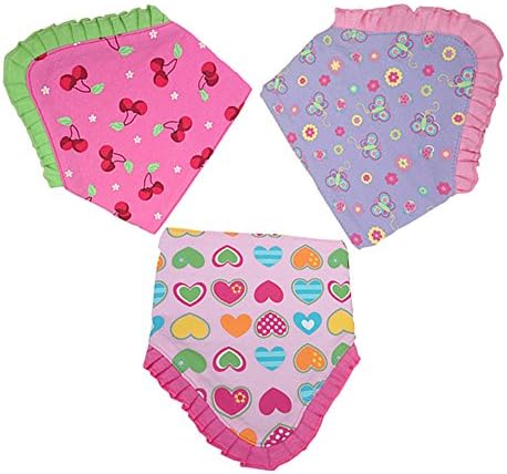 GreatGiving(TM) 3PCS Cotton Baby Infants Toddler Drool Bibs Feeding Bandana with Adjustable Snap Butterfly Cherry Heart (a)