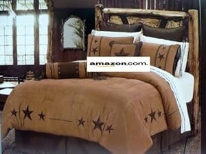 Western Bedding Rustic Lodge Embroidered Star Barbwire 5 Piece Full