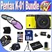 Pentax K-01 16MP APS-C CMOS Compact System Camera With 18-55mm and 55-200mm Lens (Yellow) + Extended Life Battery + 8GB SDHC Class 10 Memory Card + USB Card Reader + Memory Card Wallet + Deluxe Case w/Strap + Shock Proof Deluxe Case + Mini HDMI to HDMI Cable + 3 Piece Professional Filter Kit + Accessory Saver Bundle!
