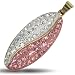 Jewelco London 9ct Yellow Gold Glitter Oval Leaf Pendant set with Pink and Clear Crystals