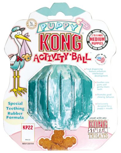 KONG Puppy Activity Ball Dog Toy, Medium, Blue