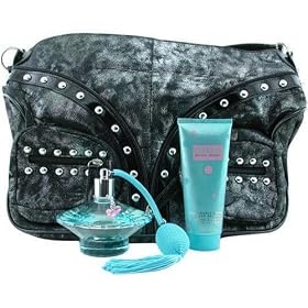 Curious by Britney Spears for Women, Set (Eau De Parfum Spray 3.3 Ounce, Body Souffle 3.3 Ounce, Black Studded Messenger Bag)
