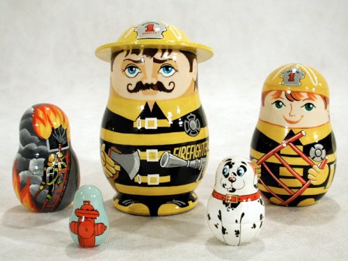 Childrens Toyshop  Toys : Fireman Russian Nesting Doll 5pc./5"
