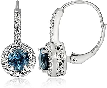 Sterling Silver 2ct London Blue &amp; White Topaz Round Leverback Earring