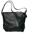 Authentic Coach Black Pebbled Leather Duffle Shoulder Bag 15064