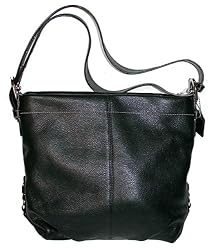 Authentic Coach Black Pebbled Leather Duffle Shoulder Bag 15064