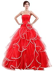 Strapless Floor Length  Lace Crystals Crystal   Ball Gown Evening Dress/Prom Dress/Quinceanera Dress/Party Dress  With a Ribbon  and Ruffles