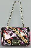Betsey Johnson The Sm Flap Purse in Black Chain Reaction,Bags (Handbags/Totes) for Women