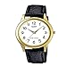 Casio Men's MTP1093Q-7B2 Black Leather Quartz Watch with White Dial