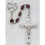 STERLING SILVER 4X6MM BROWN COCOA ROSARY