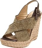 Stuart Weitzman Women's Toogood Wedge Sandal,Swamp Wrinkle Raffia,8.5 M US