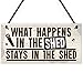 What Happens In The Shed Novelty Hanging Garage Garden Shed Sign Plaque Dad Grandad Gift