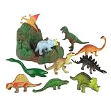 Dinosaur Bucket Playset: 10 Dino 5 inch Figures with Mountain and Huge Playmat