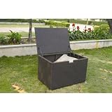 Alfresco Home Vento Small Wicker Outdoor Storage Box, Rectangular - Java