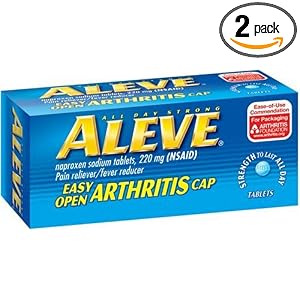 Aleve All Day Strong Pain Reliever/Fever Reducer Tablets with Easy Open Cap, 220 mg, 200-Count Boxes (Pack of 2)