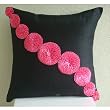 Fuchsia Flowers - Throw Pillow Covers - Silk Pillow Cover with Satin Ribbon Flowers