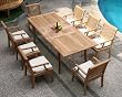 New 9 Pc Luxurious Grade-A Teak Dining Set - 94" Double Extension Rectangle Table And 8 Arm Chairs [Model:SK5]