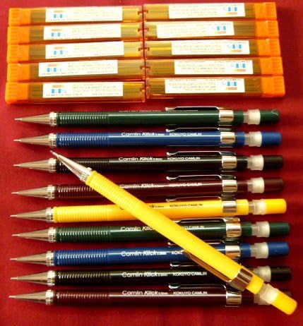 10 X Mechanical Click Pencil 0.9 Mm + 10 Tubes = 80 Leads Refill Black Hb 0.9mm