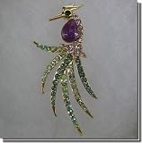 Purple Jewelled Bird Pin B3L22