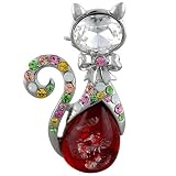 Sassy Colorful Studded Cat Animal Pin Brooch