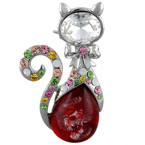 Childrens Toyshop  Jewelry : Sassy Colorful Studded Cat Animal Pin Brooch