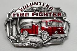 Volunteer Fireman Enamel Pewter Belt Buckle, (Occupation) Buckle