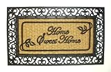 Home Sweet Home Scroll Border Rectangle - Grill Mat with Coir Matting Heavy Duty Outdoor Premium Coir and Rubber Brush Mat 18x30 by Iron Gate - Extremely durable with strong rubber backing - Grips the ground and prevents skidding - Traps dust - Welcome your guests with this high quality doormat