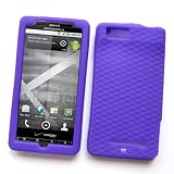 Motorola DROID X Xtreme MB810 (Verizon) Skin Case Protector Soft Silicone “Basket Weave Texture Grip” Purple