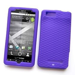 Motorola DROID X Xtreme MB810 (Verizon) Skin Case Protector Soft Silicone "Basket Weave Texture Grip" Purple