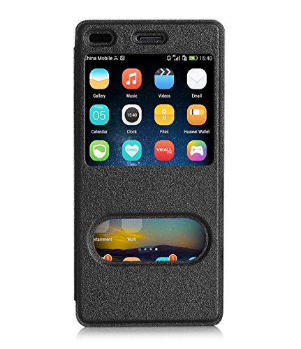 Huawei P8 Lite ALE-WL00 Case Cover, FYY Premium Case with Window View Function for Huawei P8 Lite ALE-WL00 Black