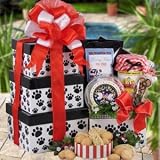 Paw Print Party Dog Gift Basket : Basket Theme CHRISTMAS : Bow Style Elegant Hand Tied Bow