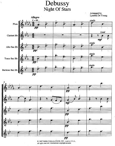 Night of Stars for 5 Woodwinds by Claude Debussy