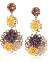 Betsey Johnson "Fabulous Flowers" Flower Disc Double Drop Earrings