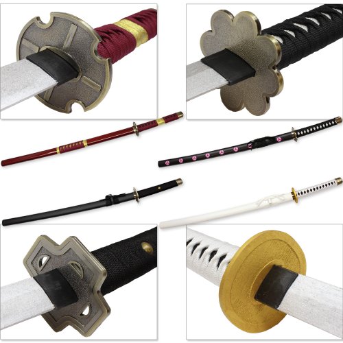 One Piece Sword Set of 4 Wooden Cosplay Roronoa Zoro Replica Anime Combo